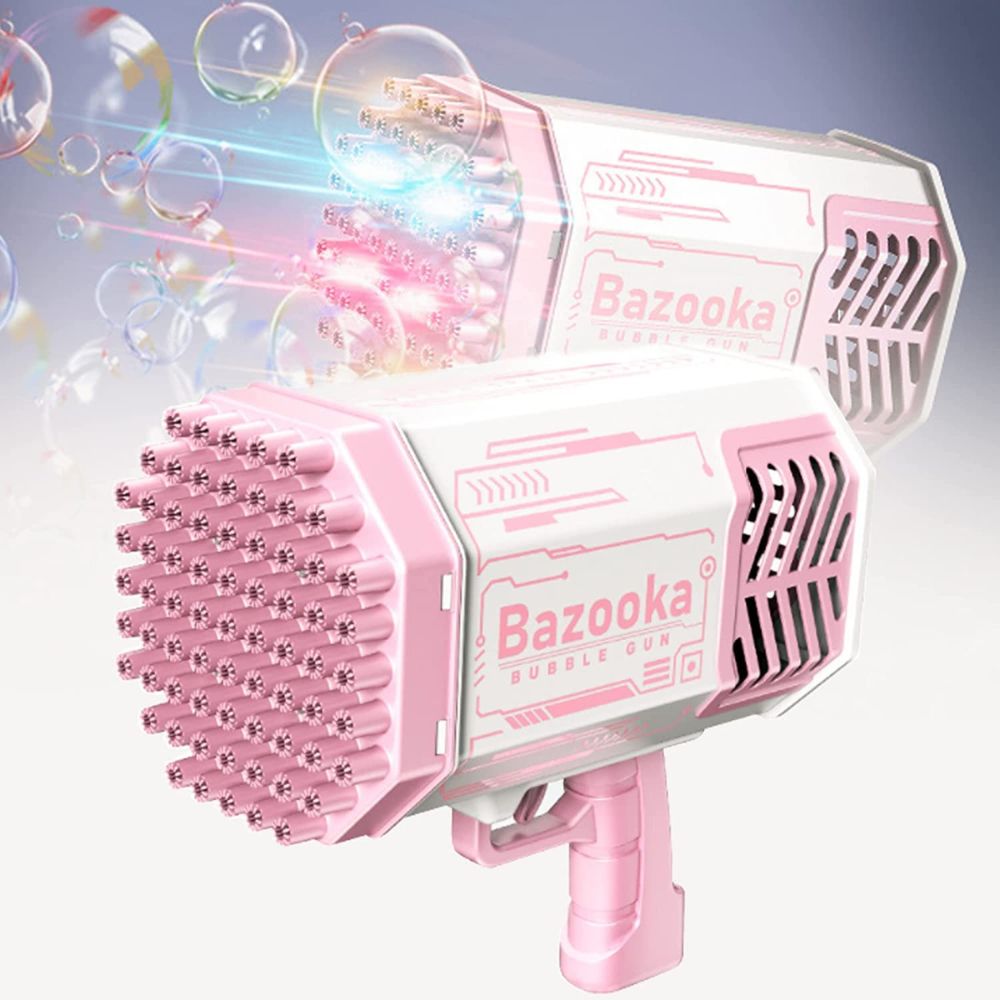 Automatic Bazooka Bubble Gun 69 Holes with Colorful Lights & Bubbles – USB Rechargeable