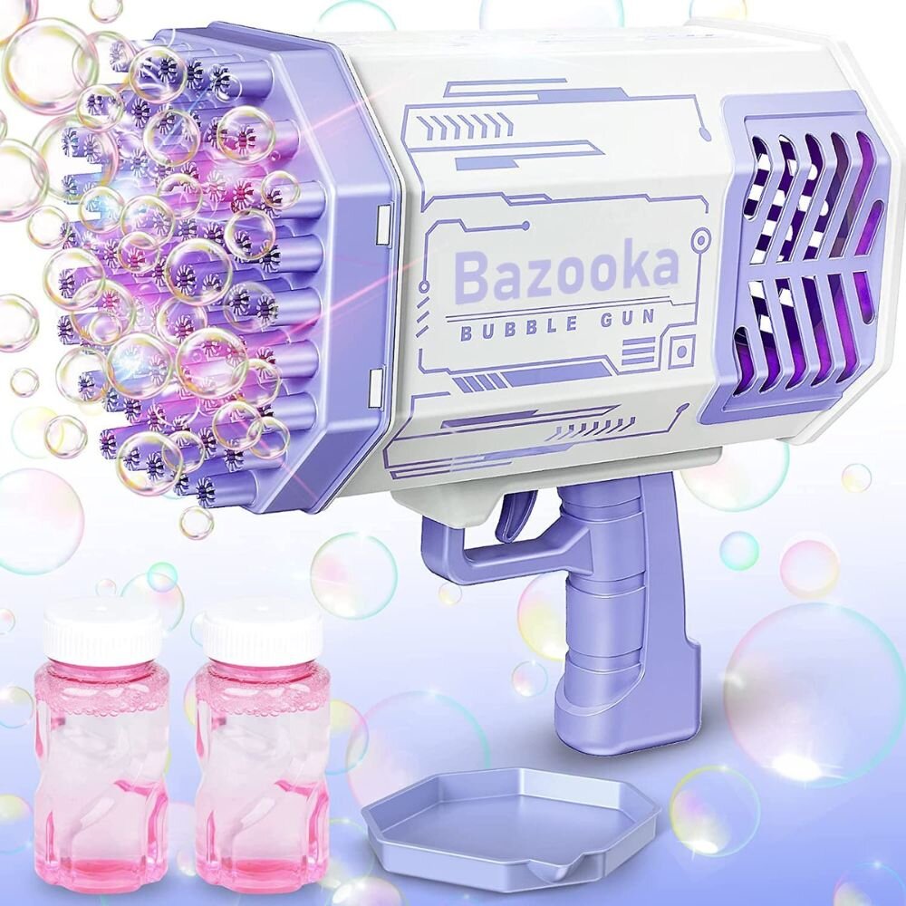 Automatic Bazooka Bubble Gun 69 Holes with Colorful Lights & Bubbles – USB Rechargeable