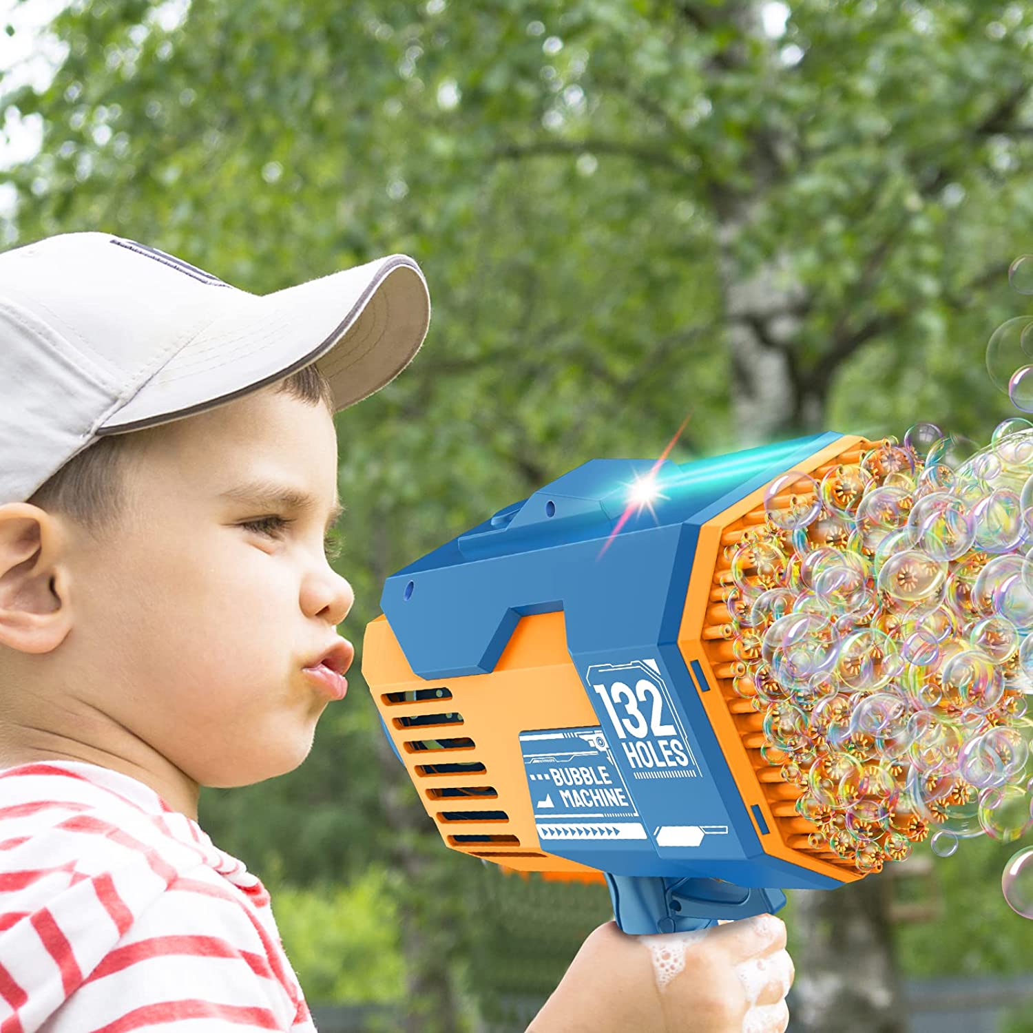 Automatic Bazooka Bubble Gun 132 Holes with Colorful Lights & Bubbles – USB Rechargeable