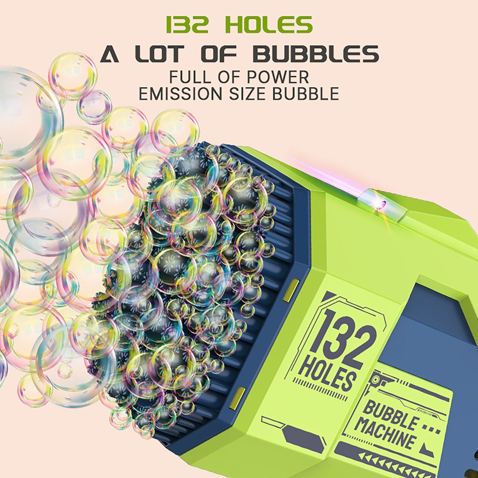 Automatic Bazooka Bubble Gun 132 Holes with Colorful Lights & Bubbles – USB Rechargeable