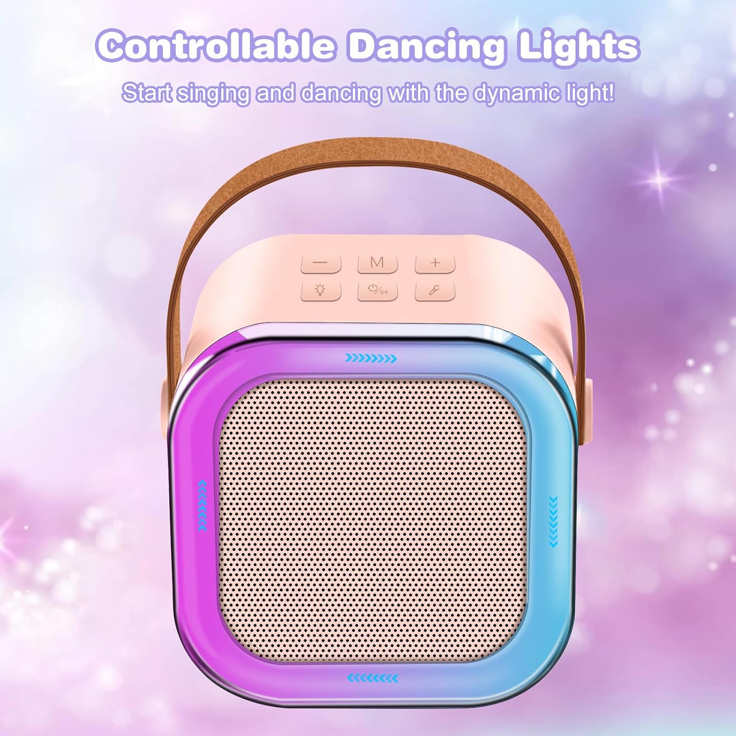 Mini Portable Karaoke Speaker with RGB Lights & 1 wireless Mic with 3 voice Converter- Ideal for Parties and Birthdays