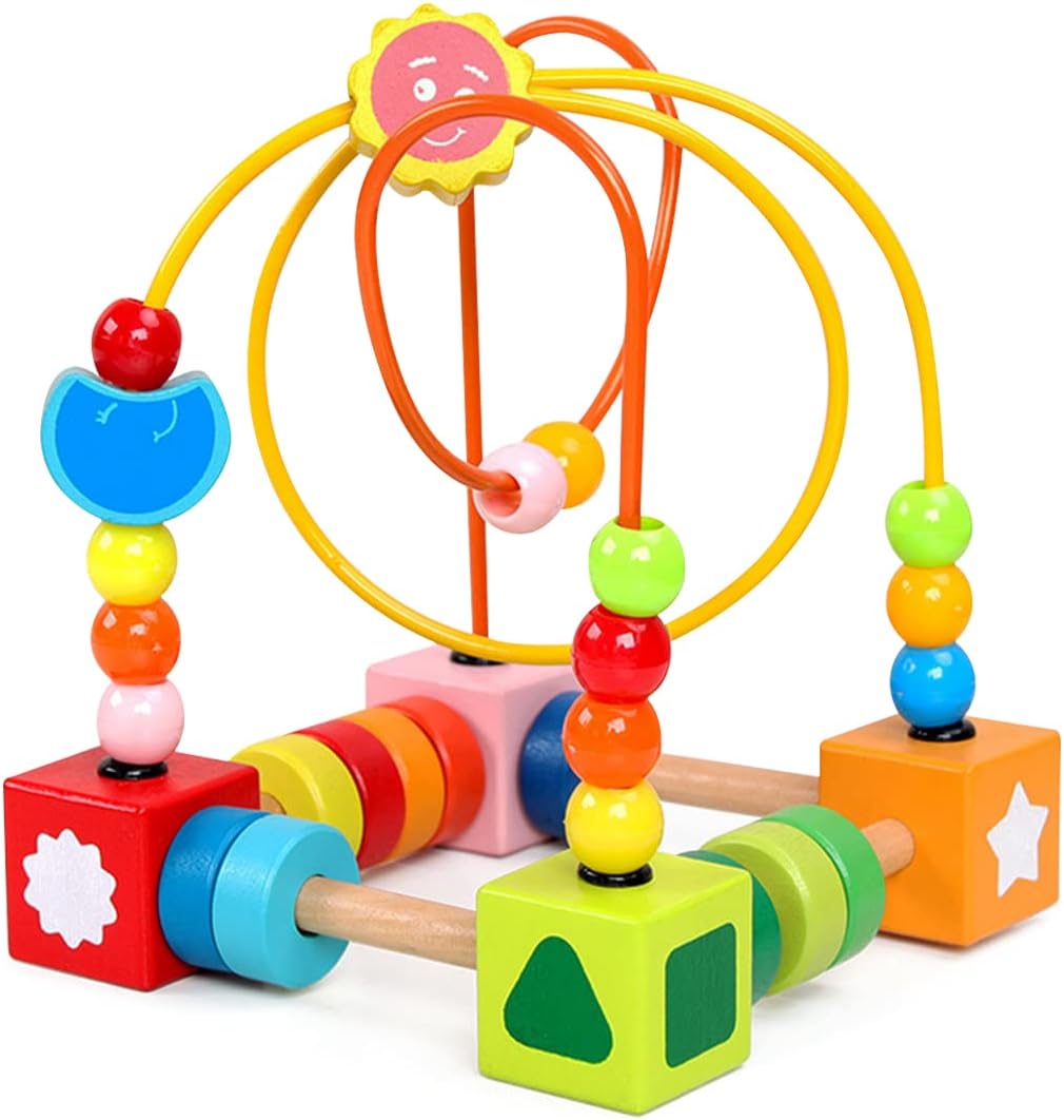 Bead Maze Wooden Colorful Roller Coaster Montessori Toys