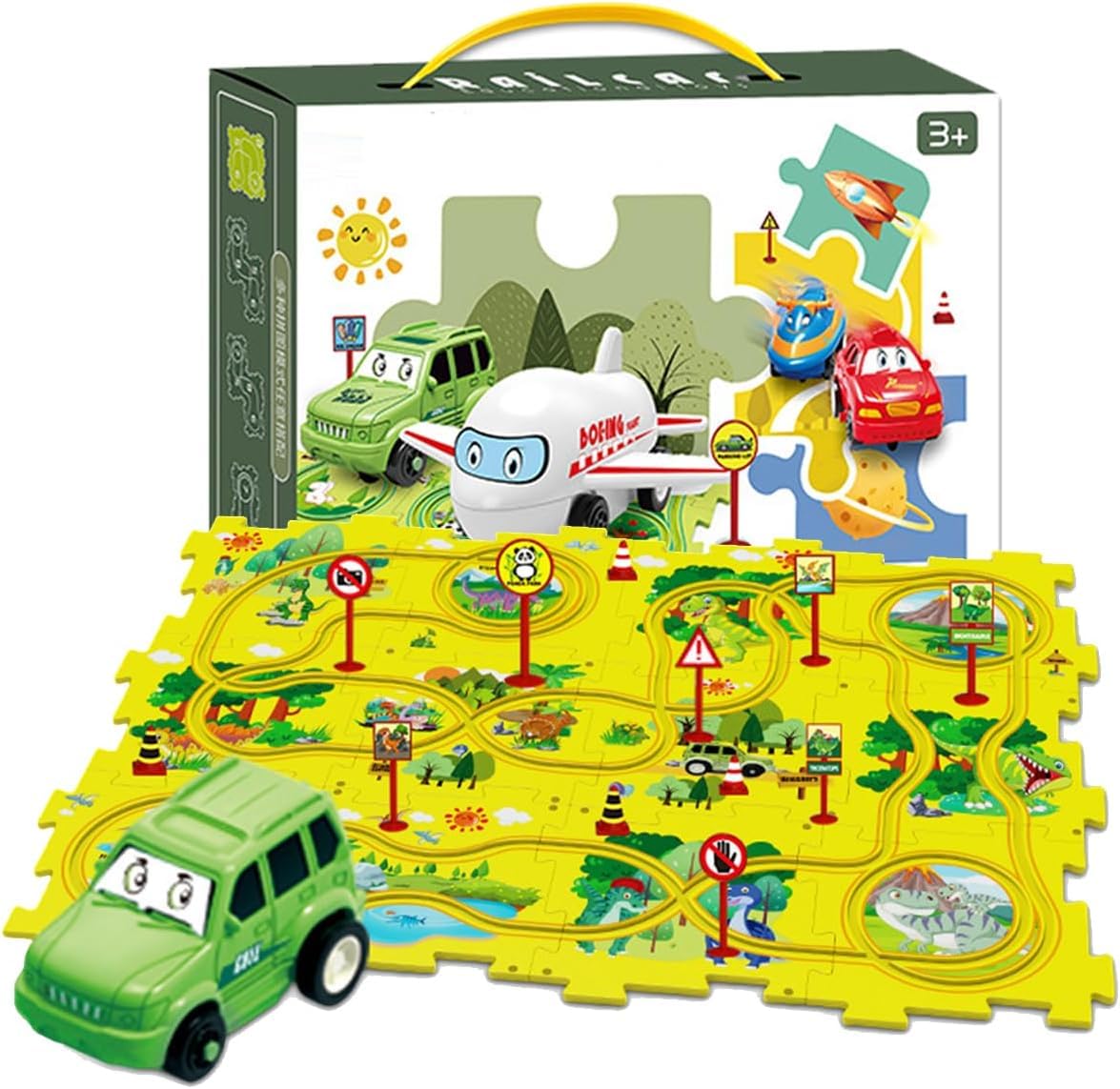 Car Puzzle Track Set for Kids with A Cute Vehicle that follows Track Path- Toy for Kids