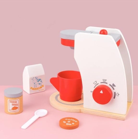 Wooden Coffee Machine Toy Set with Accessories- Kitchen Pretend Play Toys