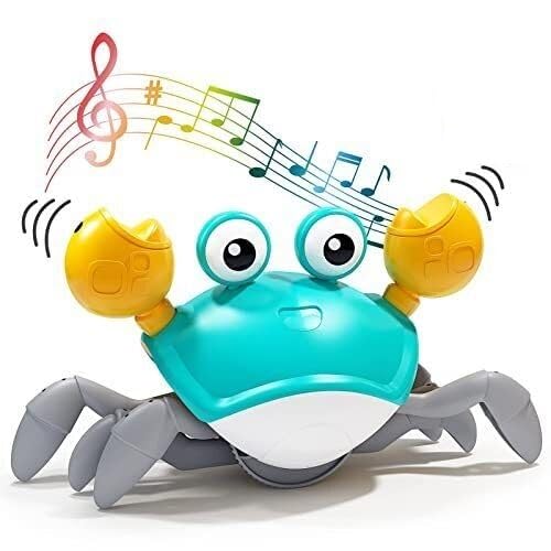 Crawling Crab Baby Toy - Tummy Time Sensory Toys with Music Sounds & Lights Interactive Birthday Gifts for Babies-Toddler