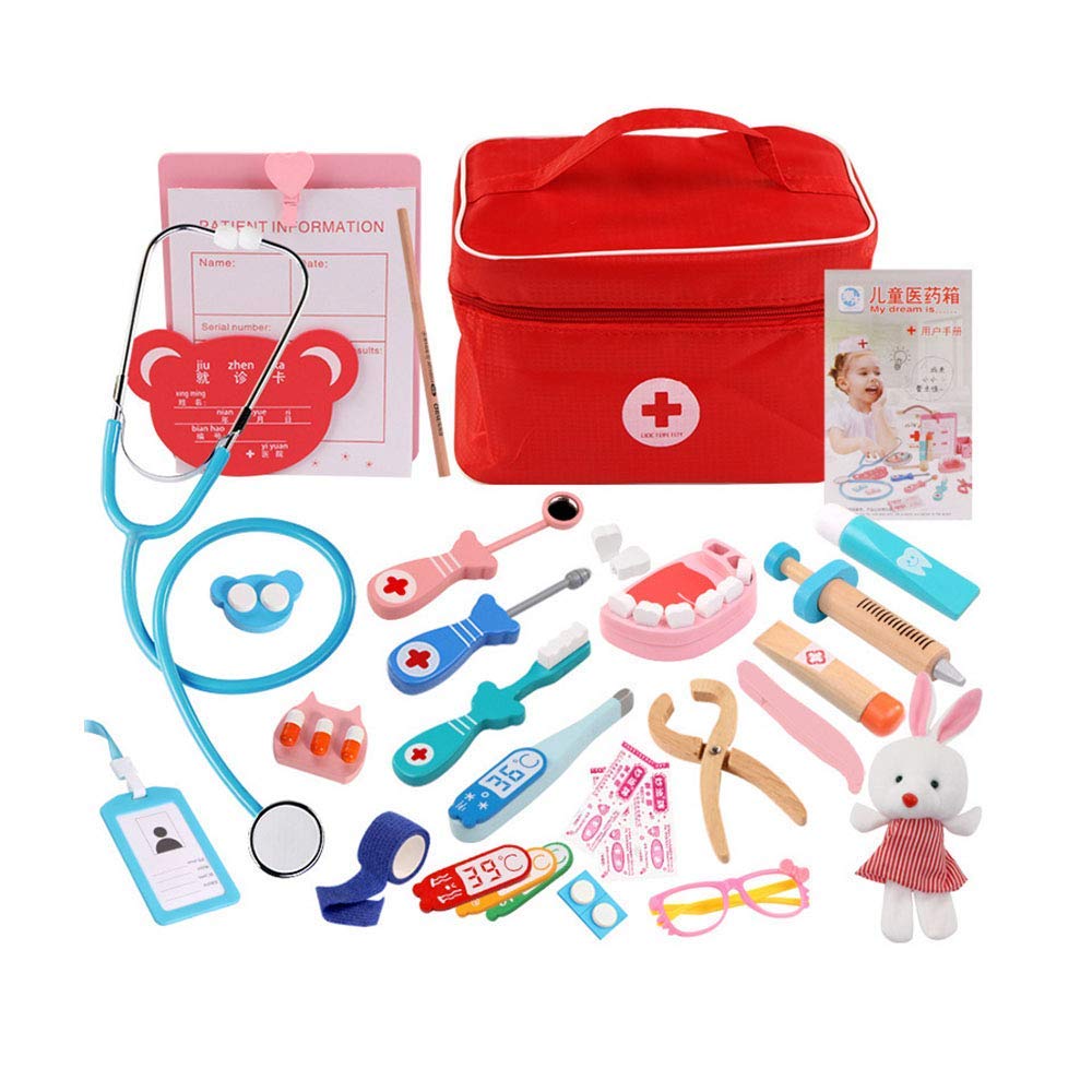 Doctor Kit for Kids Wooden Dentist Set with Working Stethoscope