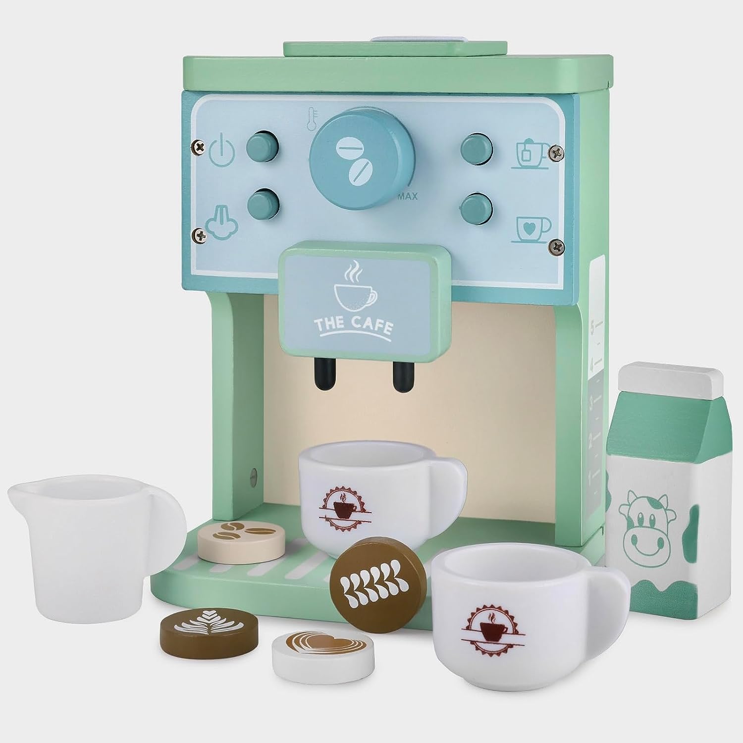 Wooden Coffee Machine Toy Set with Accessories- KitchenPretend Play Toys