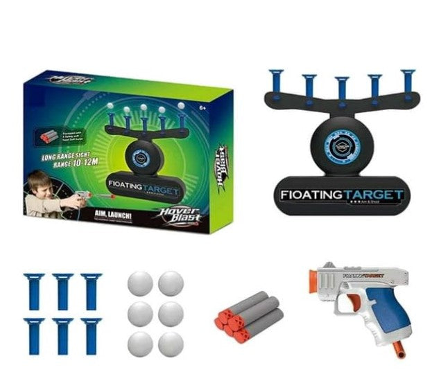 Movable Shooting Target Toy with Gun & 5 Soft Balls, 5 Foam Darts, Outdoor Games for Children Floating Target