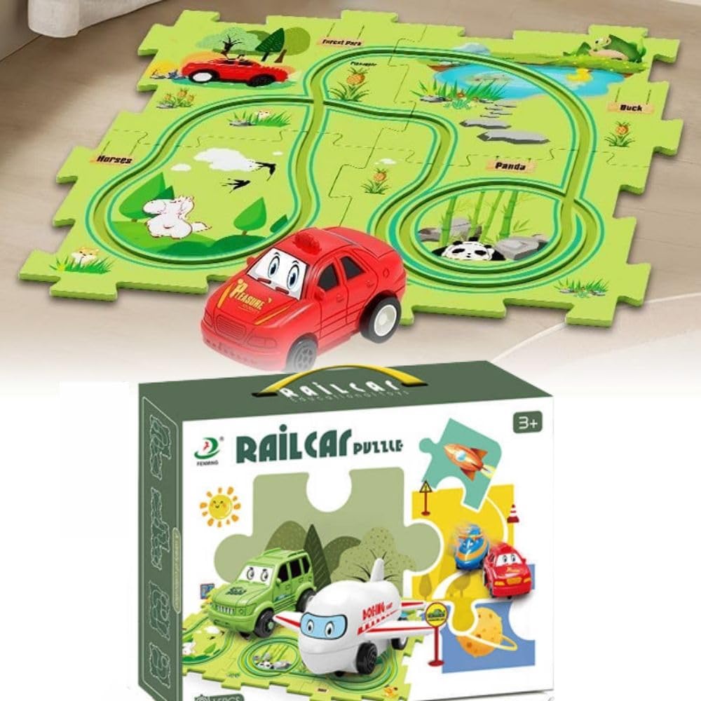 Car Puzzle Track Set for Kids with A Cute Vehicle that follows Track Path- Toy for Kids