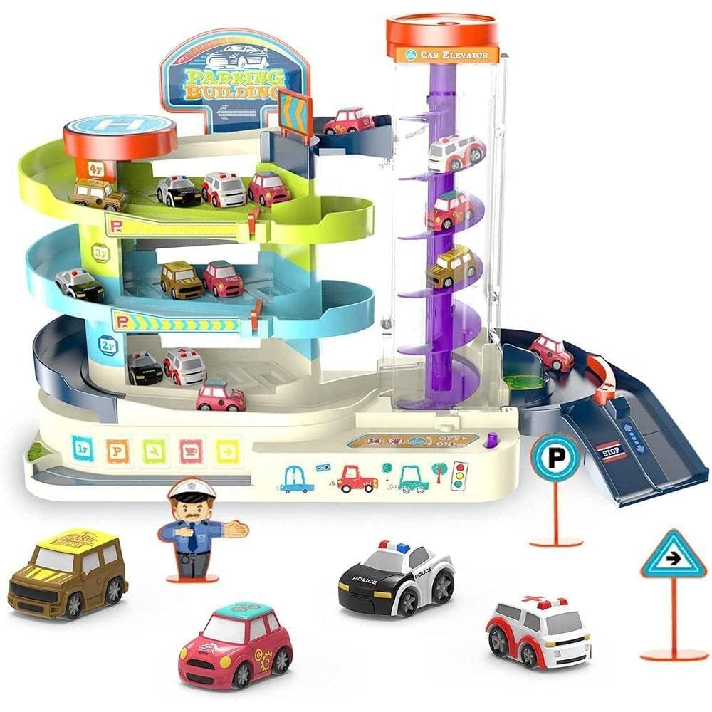 3 Level Race Track Toy -Light & Music Electric Parking Lot - Automatic & Manual