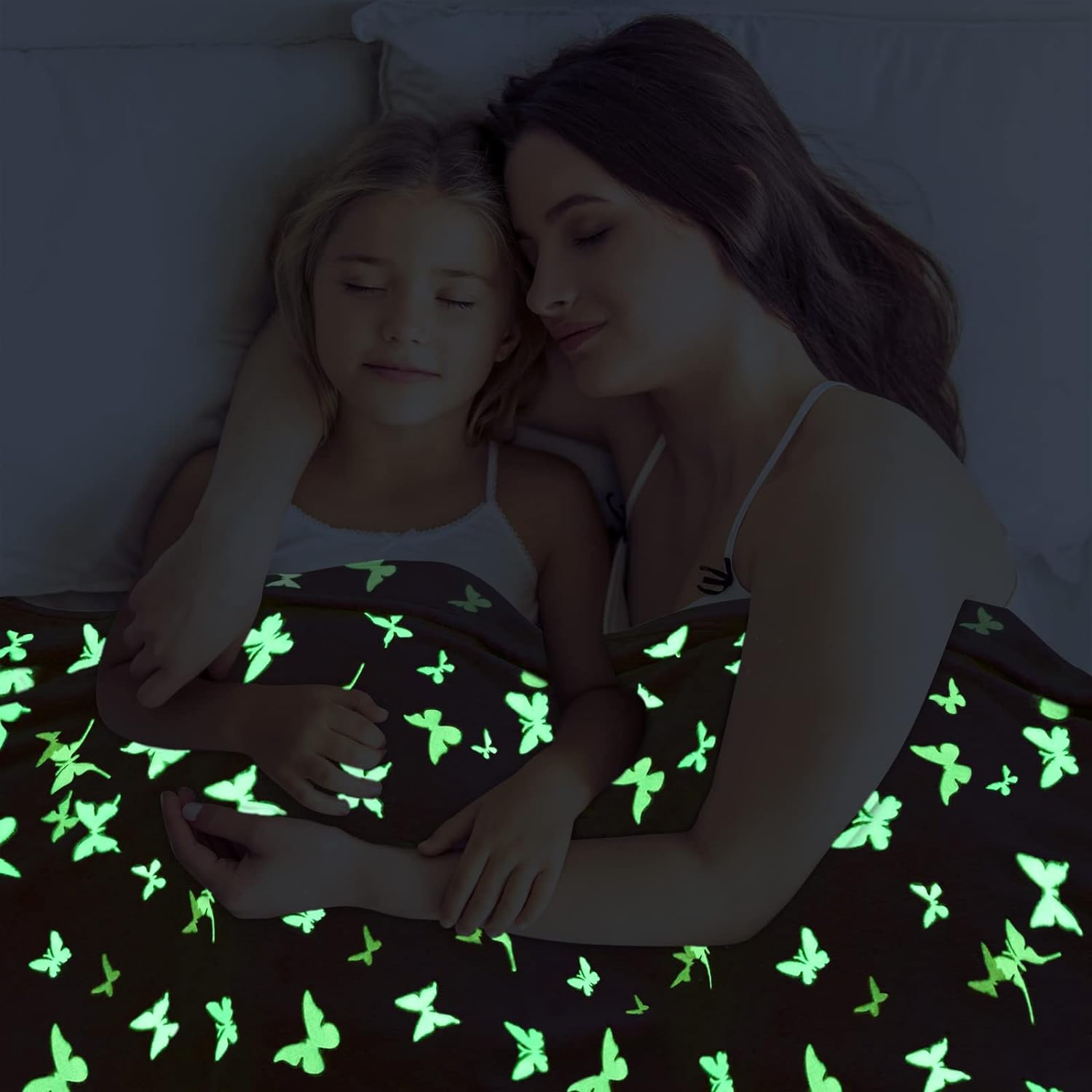 Butterfly Black Glow in The Dark Soft & Cozy Blanket- 80 x 60 inch