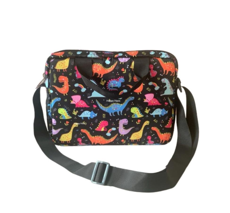 Kids iPad Bag with Handle & Shoulder strap- 3 compartments-Dinosaur Design -11inch x 9 inch