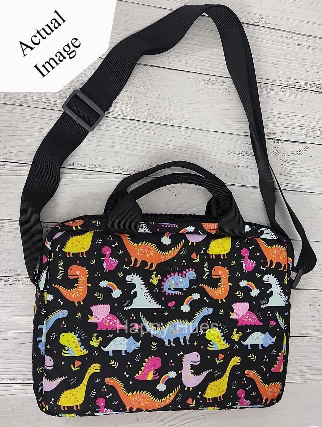 Kids iPad Bag with Handle & Shoulder strap- 3 compartments-Dinosaur Design -11inch x 9 inch