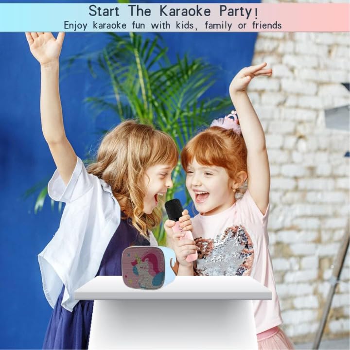 Kids Karaoke Machine-Unicorn Design, Portable Bluetooth Speaker with 1 Wireless Microphone