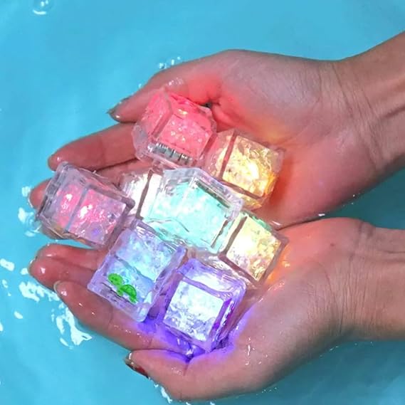 Light Ice Cube Bath Toy for Babies-Waterproof- Multicolour LED Lights to Make Bath time More fun-12Pcs