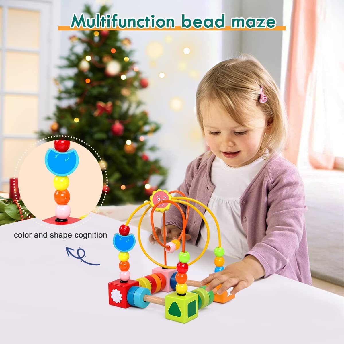 Bead Maze Wooden Colorful Roller Coaster Montessori Toys