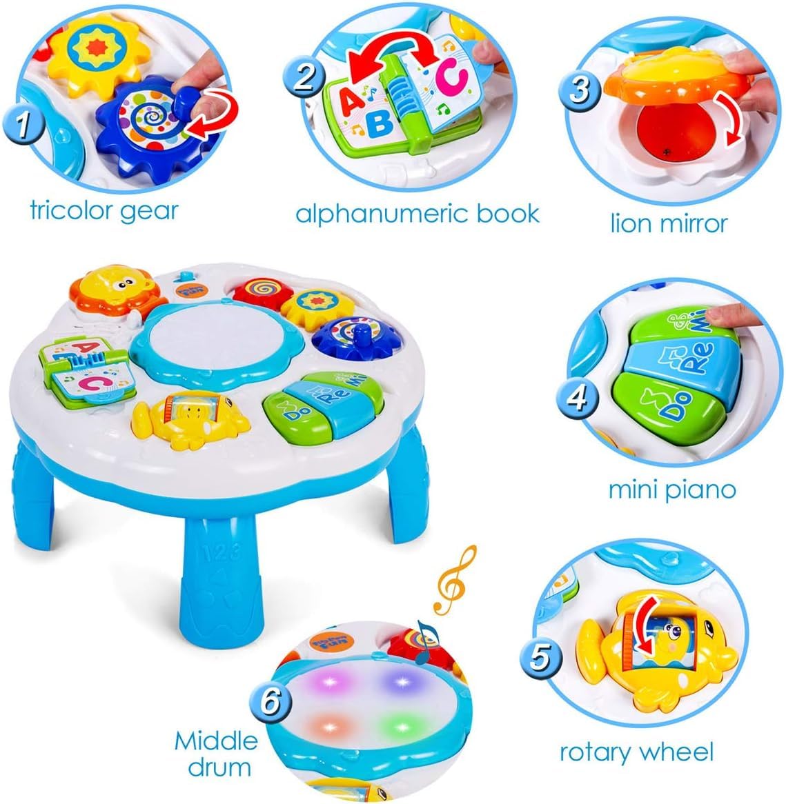 Multi Activity Play Table for Babies 6-18 Months with Light & Music- Size 12.2 x 12.2 x 7.3 Inches