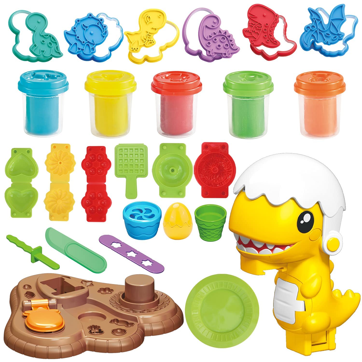 Color Playdough Dinosaur Ice Cream Maker-  Creations Food Creation with Tools, Molds