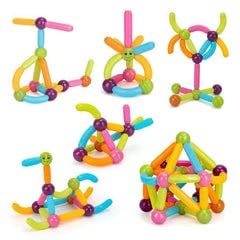 64 PCS Magnetic Stick and Balls Set Vibrant Colors- Magnetic Toys