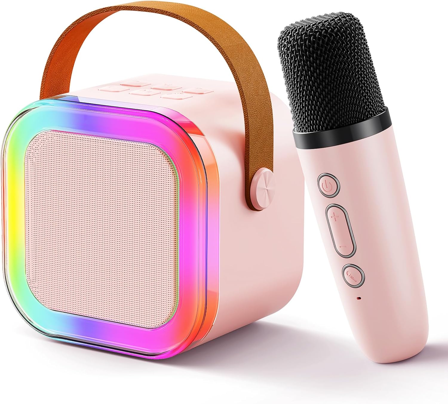 Mini Portable Karaoke Speaker with RGB Lights & 1 wireless Mic with 3 voice Converter- Ideal for Parties and Birthdays