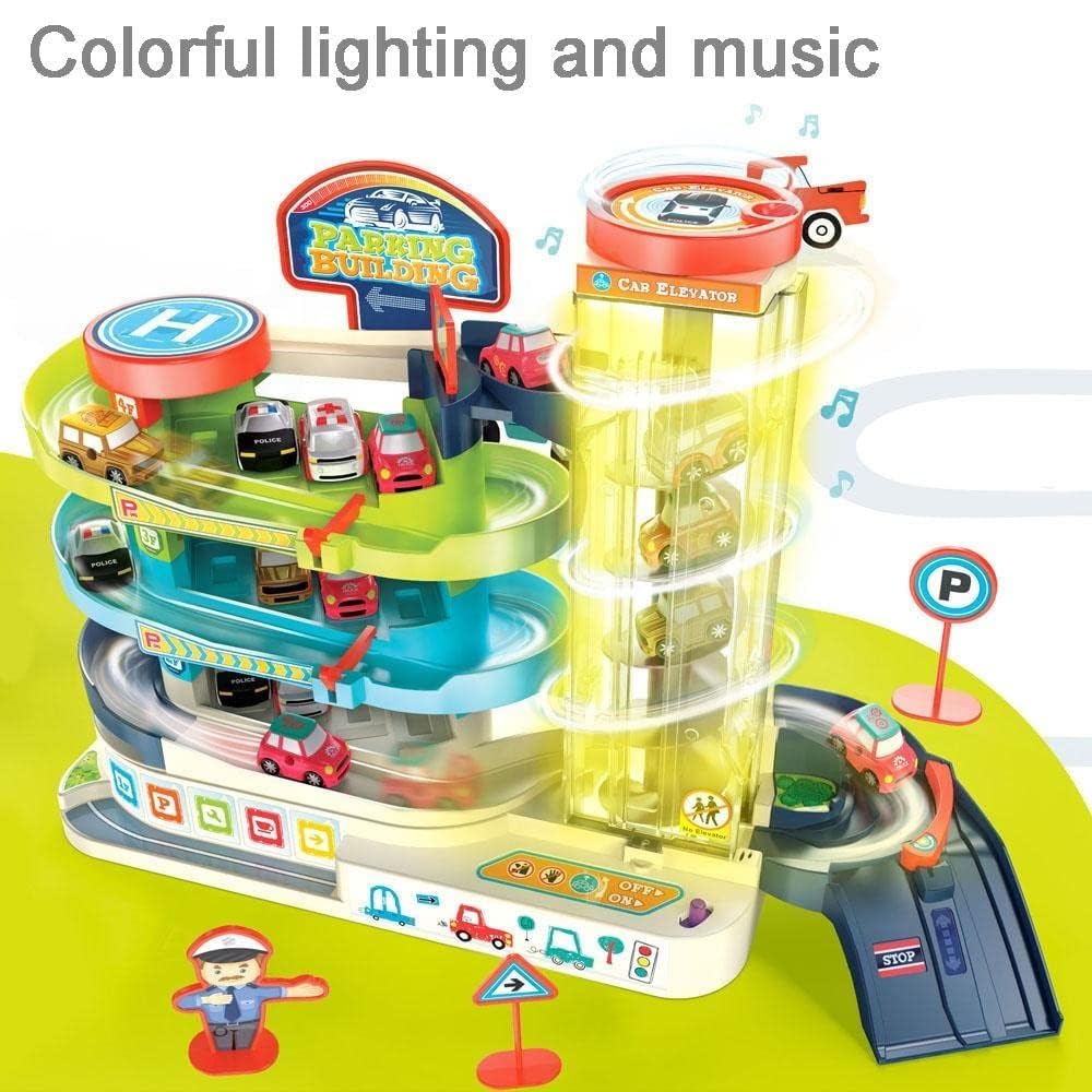 3 Level Race Track Toy -Light & Music Electric Parking Lot - Automatic & Manual