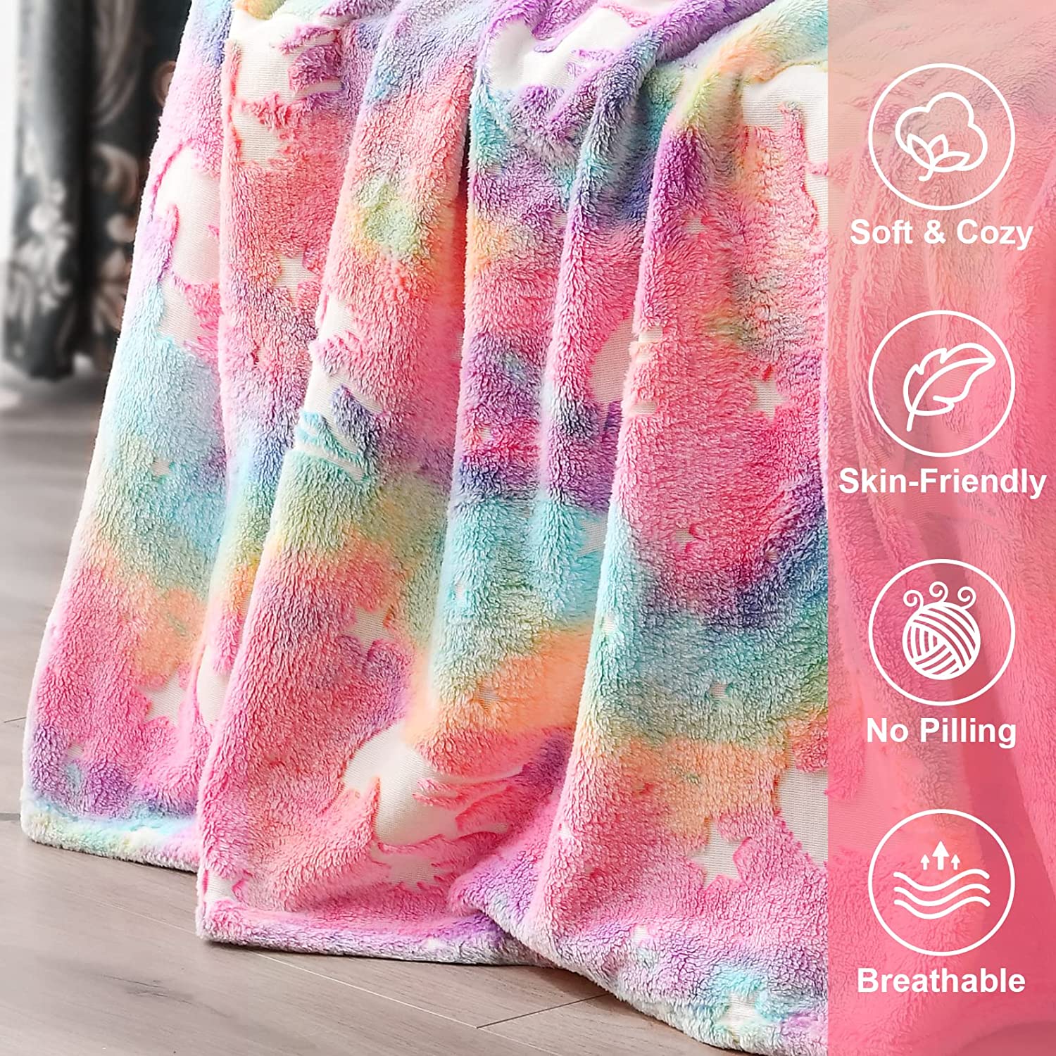 Unicorn Glow in The Dark Soft & Cozy Blanket- 80 x 60 inch