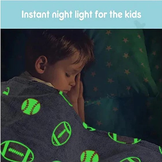 Football Glow in The Dark Soft & Cozy Blanket- 80 x 60 inch