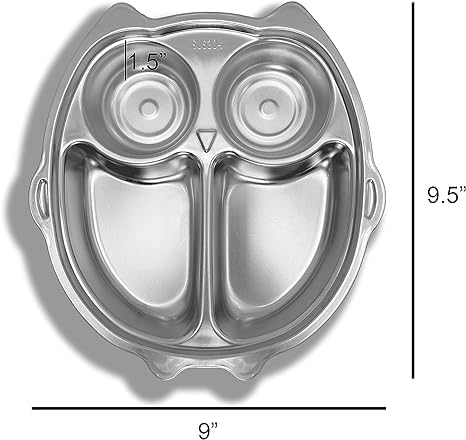 Owl Stainless Steel 4 Compartment Meal Plate for Kids