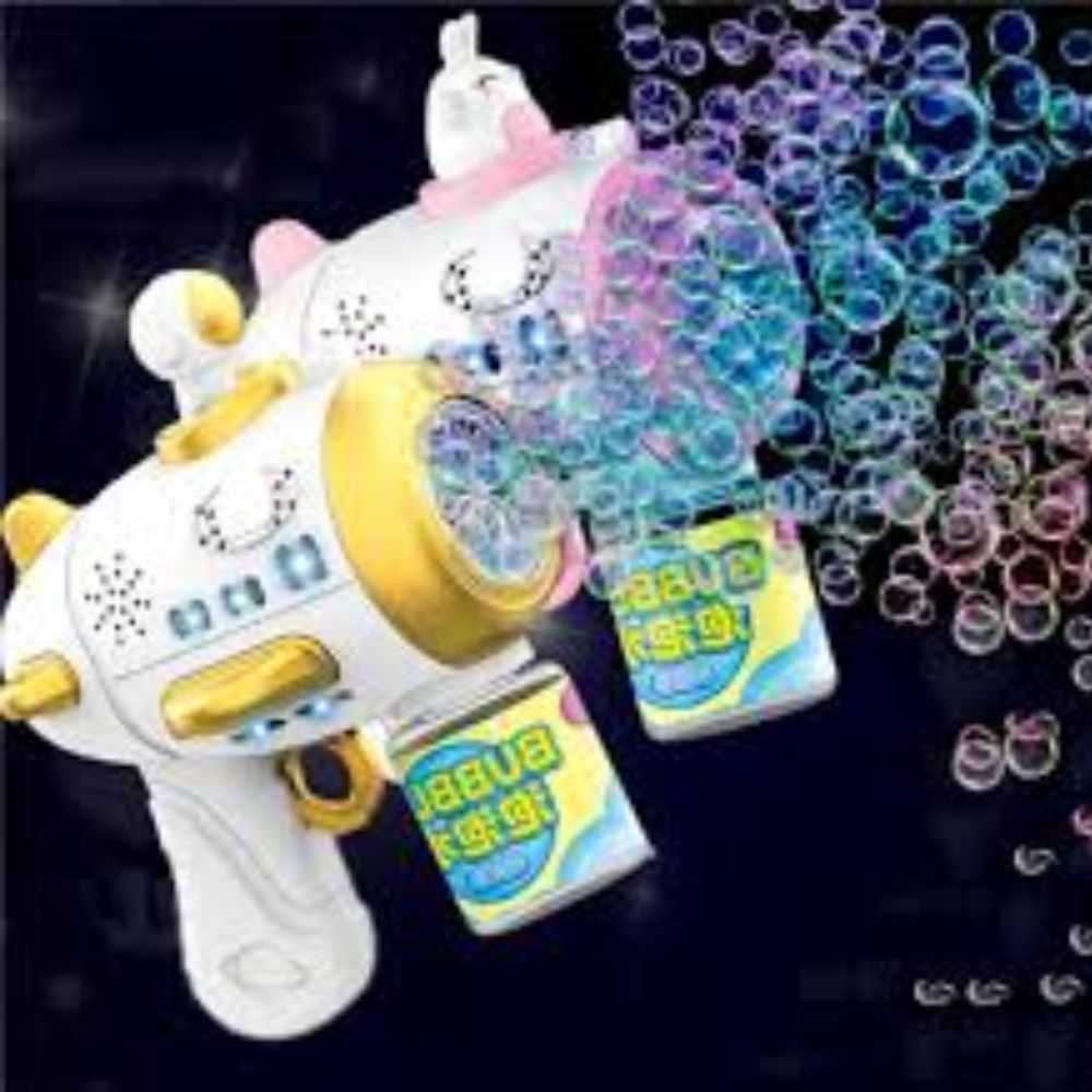 Automatic Space Bubble Gun Toy with Light and Bubble Solution-Leak-Proof