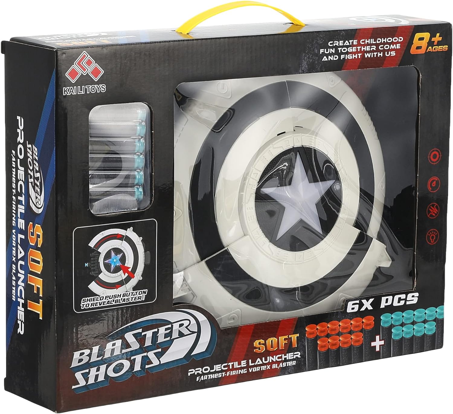 Transforming Shield Shooter Blaster and a Shooter Blaster Gun with 6 Foam Bullets (Black & White)