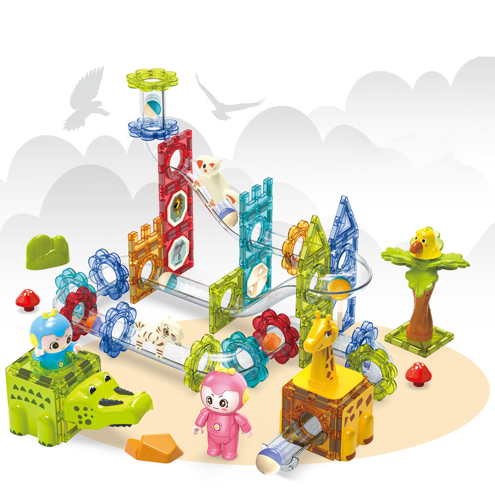 Animal Park Magnetic Tile 104 Pcs Building Blocks: Creativity and Fun Rolled into Marble Run