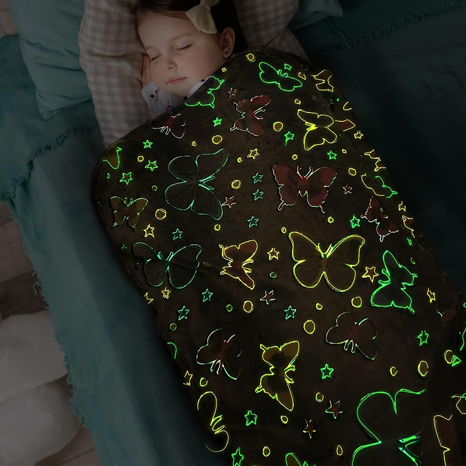 Butterfly Glow in The Dark Soft & Cozy Blanket- 80 x 60 inch