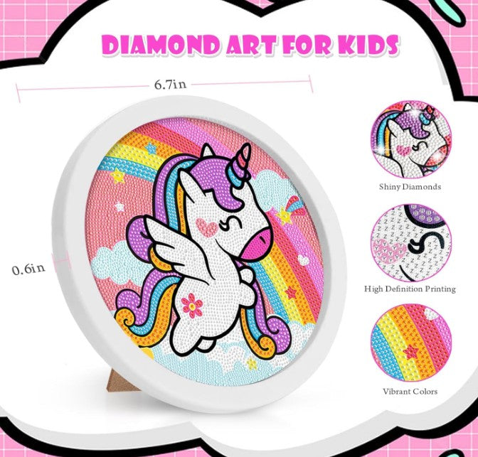 5D Diamond Painting Kits for Kids with Wooden Frame- Unicorn