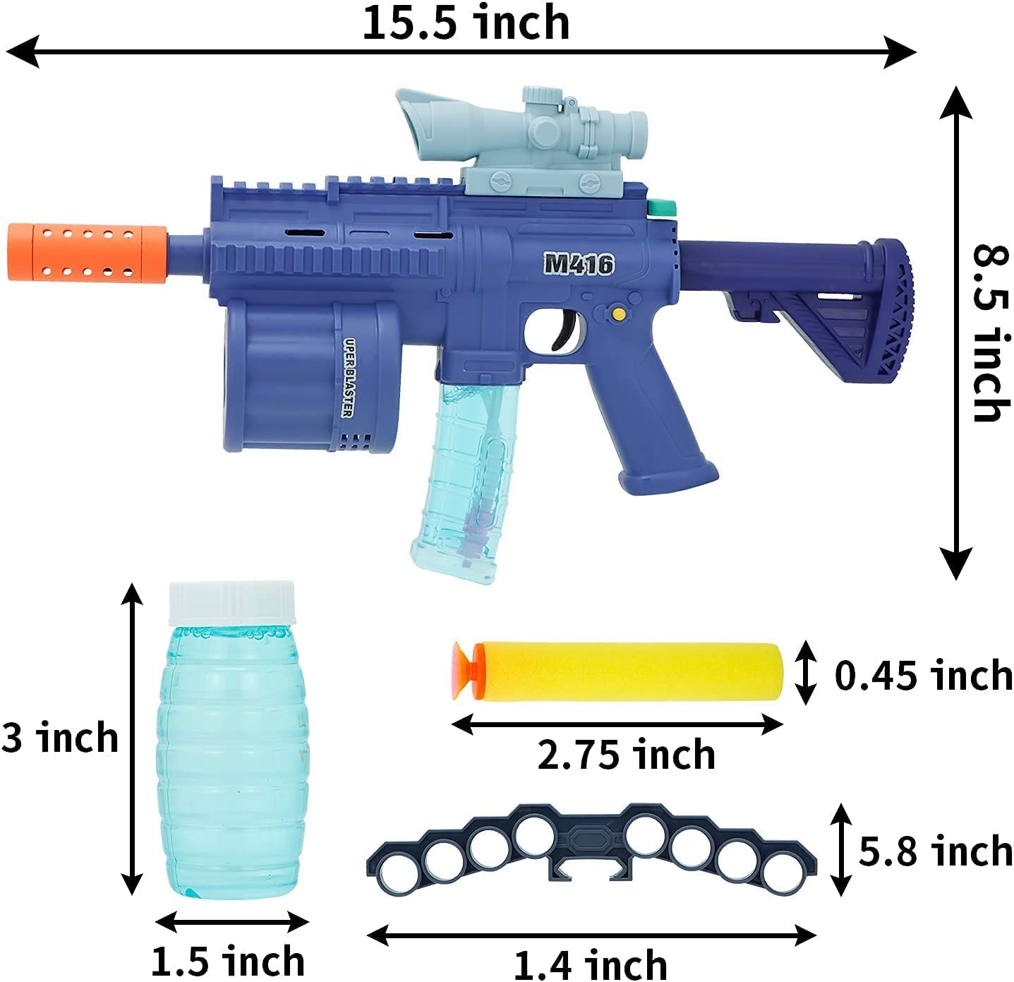 Bubble Gun with Soft Dart Blaster, 8 Music Tones & Light Bubble Blower with 2 Bottles of Bubble Solution (50ml), 8 Soft Bullets| 3 in 1 GunToy