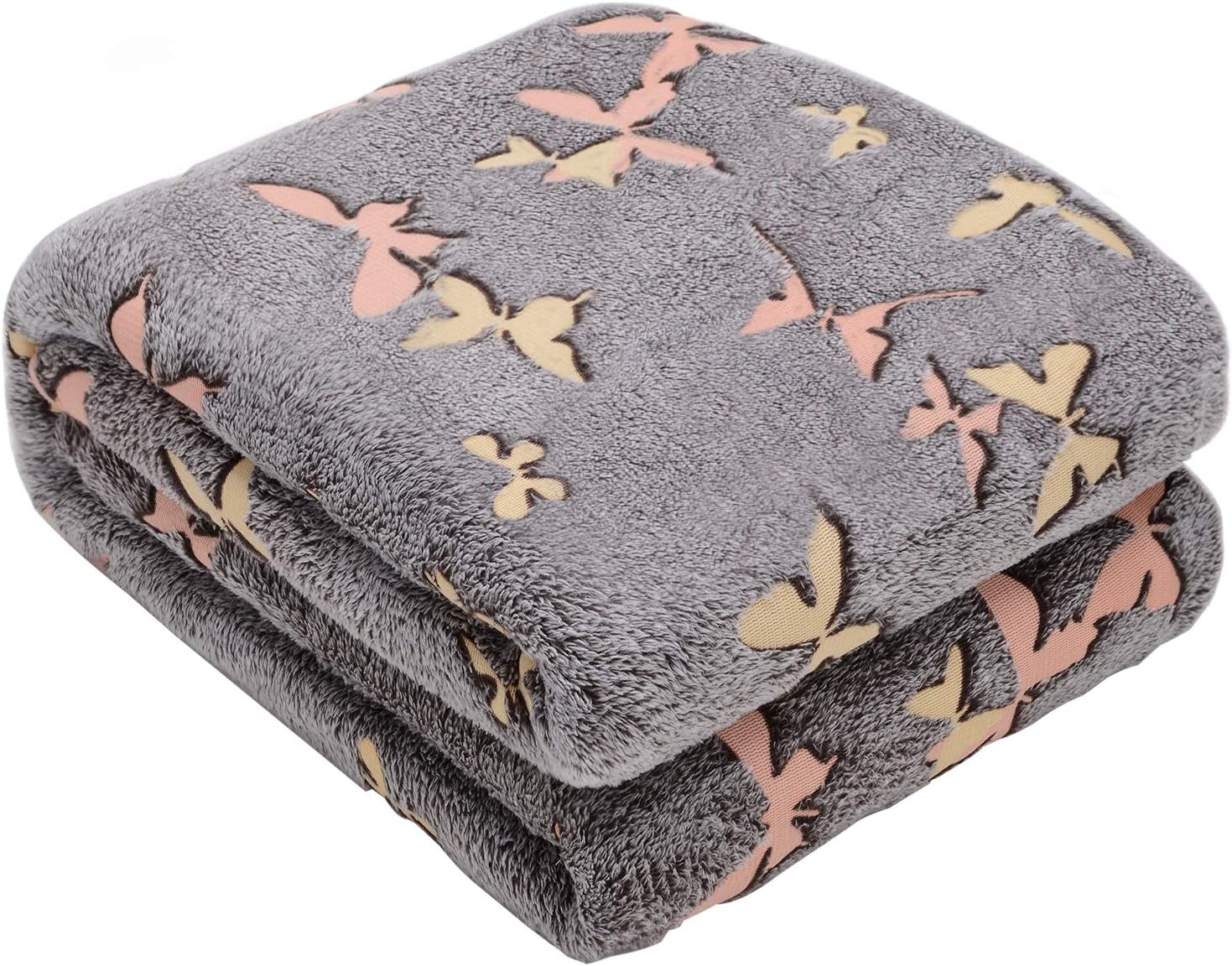 Butterfly Black Glow in The Dark Soft & Cozy Blanket- 80 x 60 inch