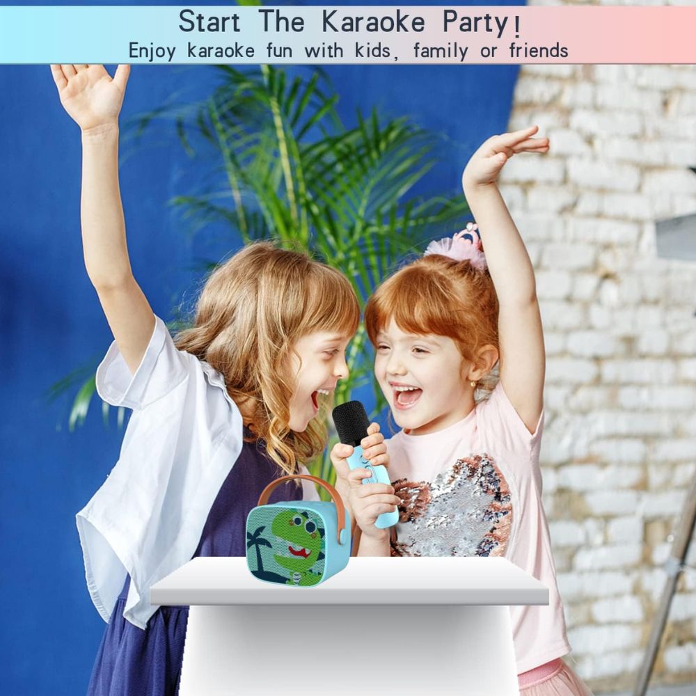 Kids Karaoke Machine-Dinosaur, Portable Bluetooth Speaker with Wireless Microphone