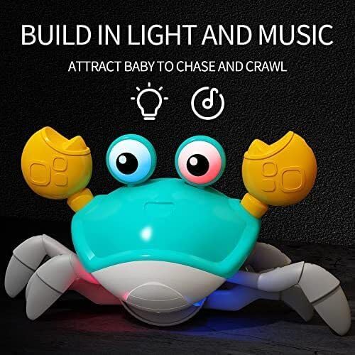 Crawling Crab Baby Toy - Tummy Time Sensory Toys with Music Sounds & Lights Interactive Birthday Gifts for Babies-Toddler