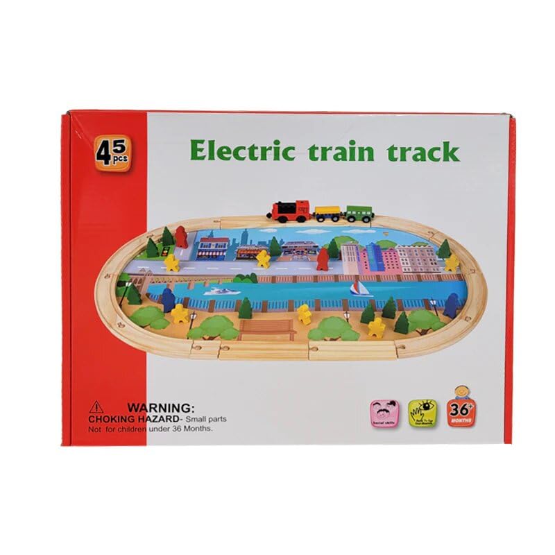 45 PCS Electric Train Wooden vehicles tracks set