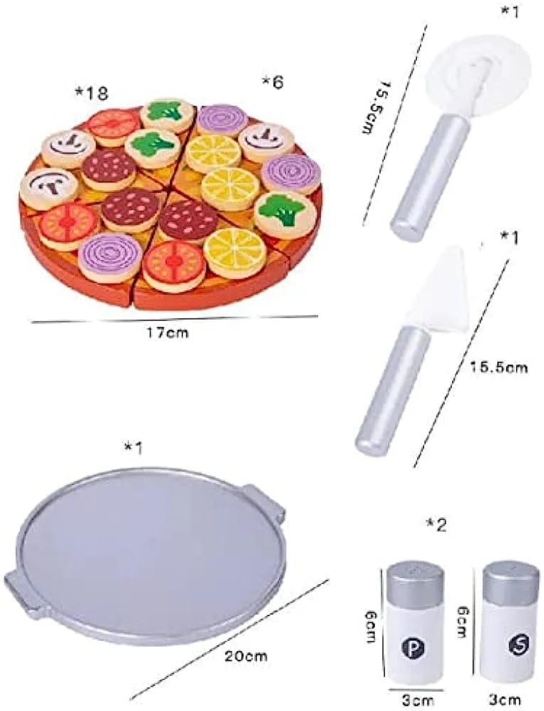 Wooden Toppings and Accessories Pizza Play Set with Oven