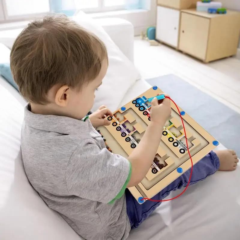 Magnetic Color and Number Maze Board Puzzle-Counting, Matching and Fine Motor Skills