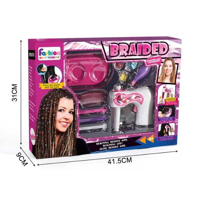 DIY Realistic Hair Brading Machine with Accessories for Girls- Automatic Rope Braiding Hair kit- Pretend Play Toy