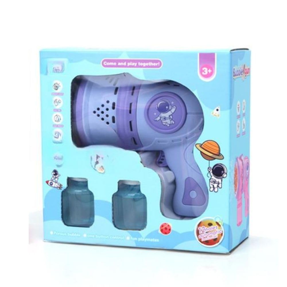 Automatic Space Bubble Gun Toy with Light and Bubble Solution- Leak Proof