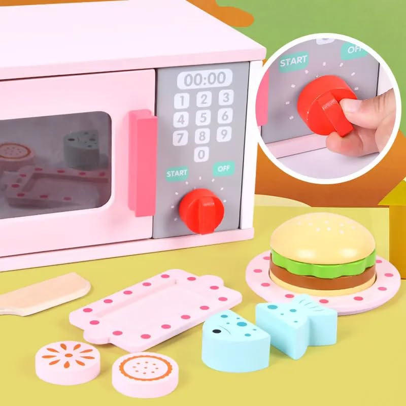 Wooden Microwave Oven Accessories  pretend  kitchen Set