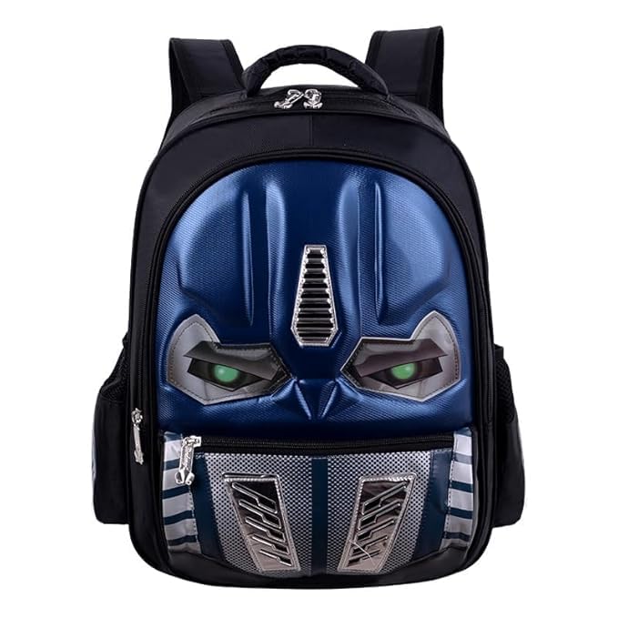 3D School Backpack with Luminous Eyes- Waterproof Lightweight Backpack for Kids- Dark Blue