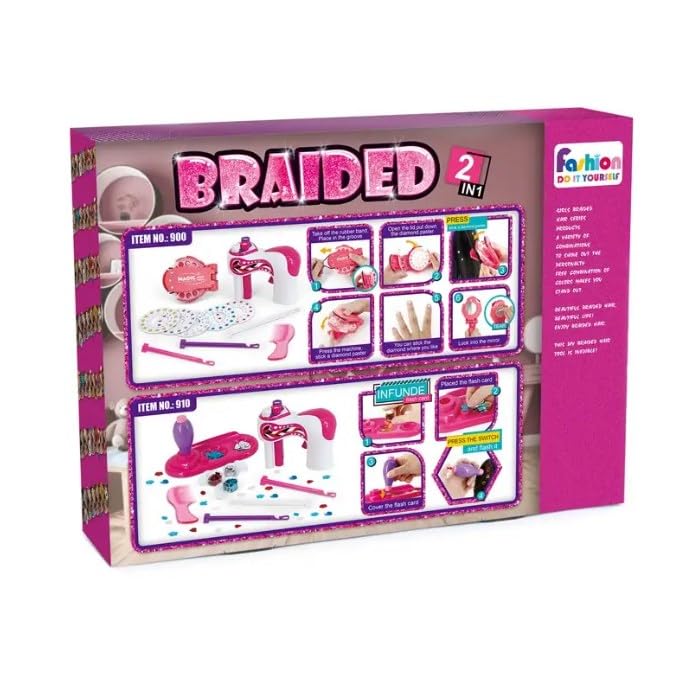 DIY Realistic Hair Brading Machine with Accessories for Girls- Automatic Rope Braiding Hair kit- Pretend Play Toy