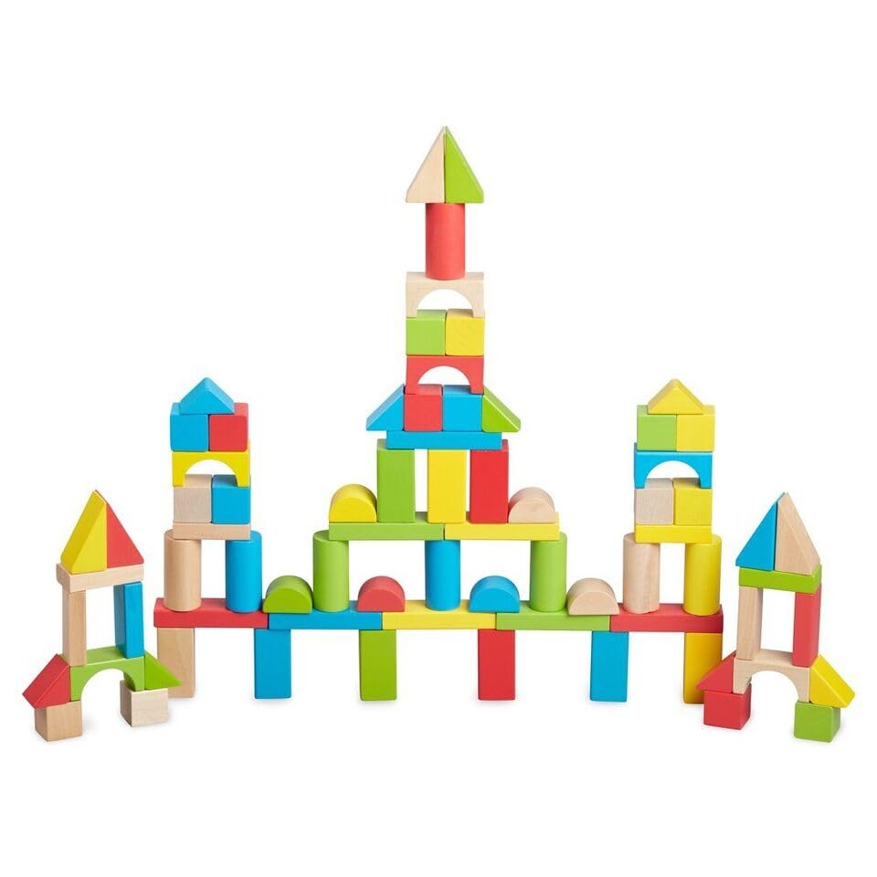 50 Pcs Wooden  Toddlers  Multi Color- Stacking Building Blocks Toy