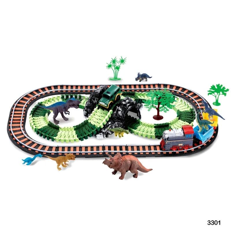 DIY Dinosaur Flexible Train & Car Track Set- 144 pcs