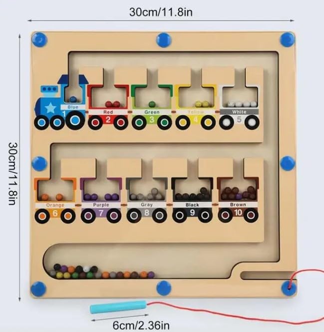 Magnetic Color and Number Maze Board Puzzle-Counting, Matching and Fine Motor Skills