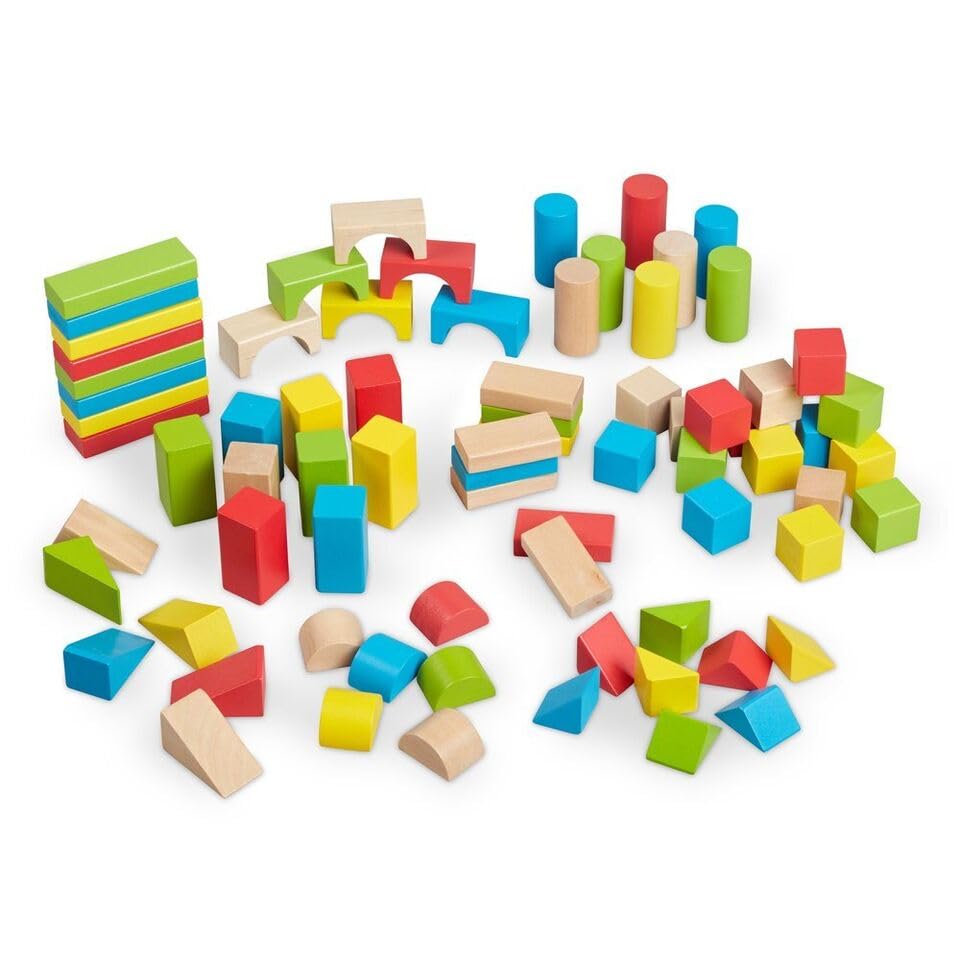 50 Pcs Wooden  Toddlers  Multi Color- Stacking Building Blocks Toy