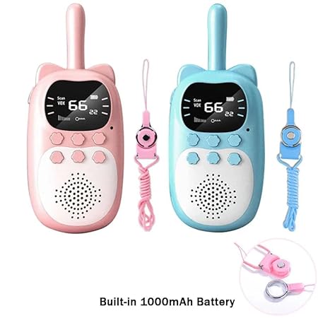 Kids Walkie Talkies Toys for Indoor & Outdoor Play - Easy to Operate & Lightweight Toys-Walkie Talky Radios for Children- Boys & Girls Age 4-12 - Pack of 2 (Blue & Pink)